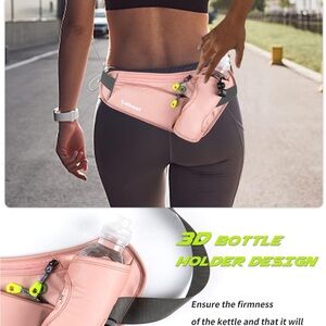 Pink Running Waist Pack with Water Bottle Holder